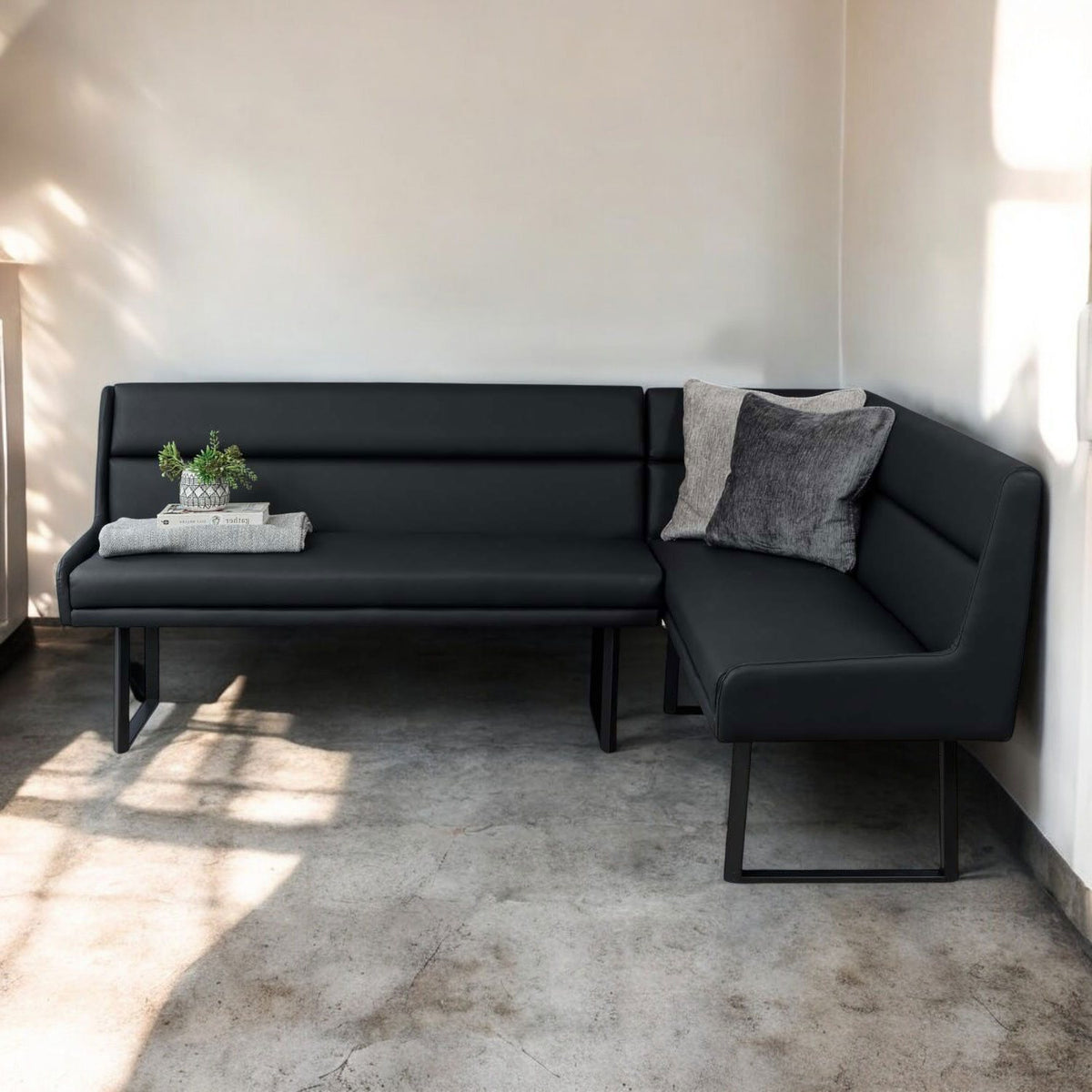 Jupiter Corner Bench in Black LHF