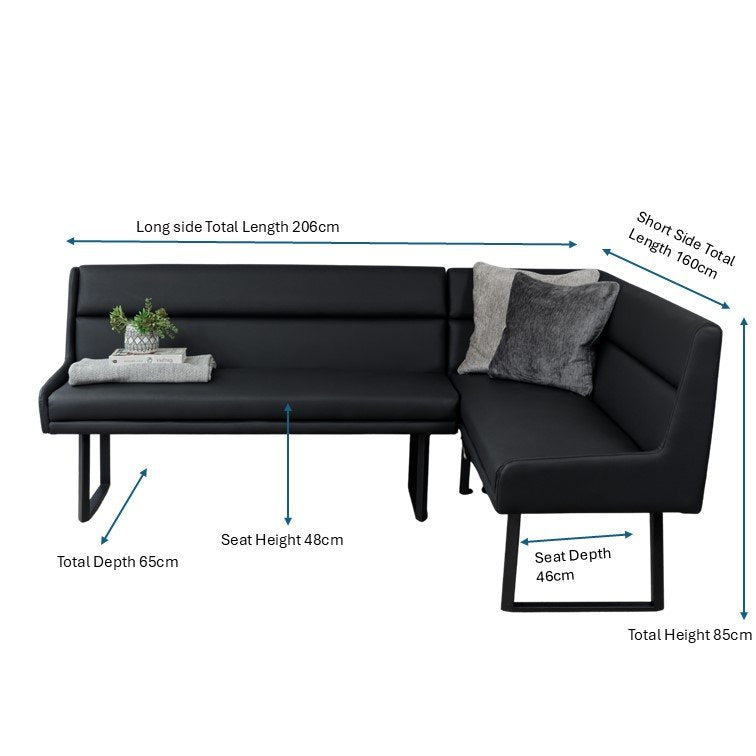 Jupiter Corner Bench in Black LHF