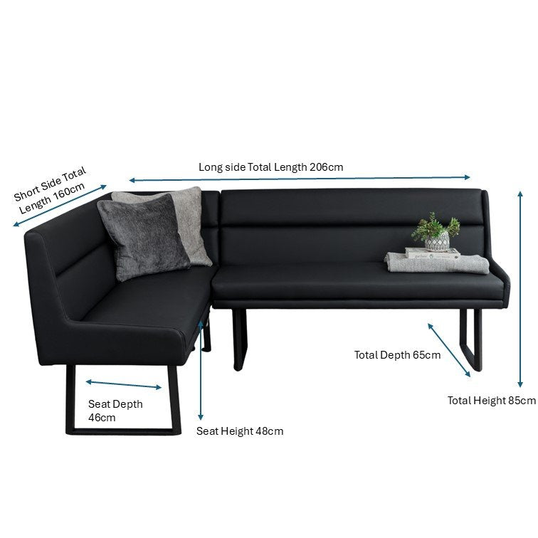Jupiter Corner Bench in Black RHF