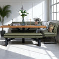 Soho 200cm Dining Table with Industrial Corner Bench & Bench Seat in Olive