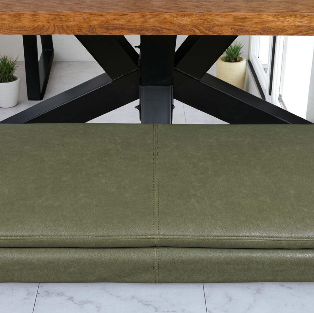 Soho 200cm Dining Table with Industrial Corner Bench & Bench Seat in Olive