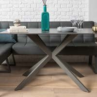 Saturn 135cm Dining Table Dark Grey & Rubix Corner Bench in Grey