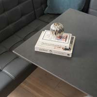 Saturn 135cm Dining Table Dark Grey & Rubix Corner Bench in Grey