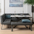 Saturn 135cm Dining Table White & Rubix Corner Bench With Low Bench in Grey