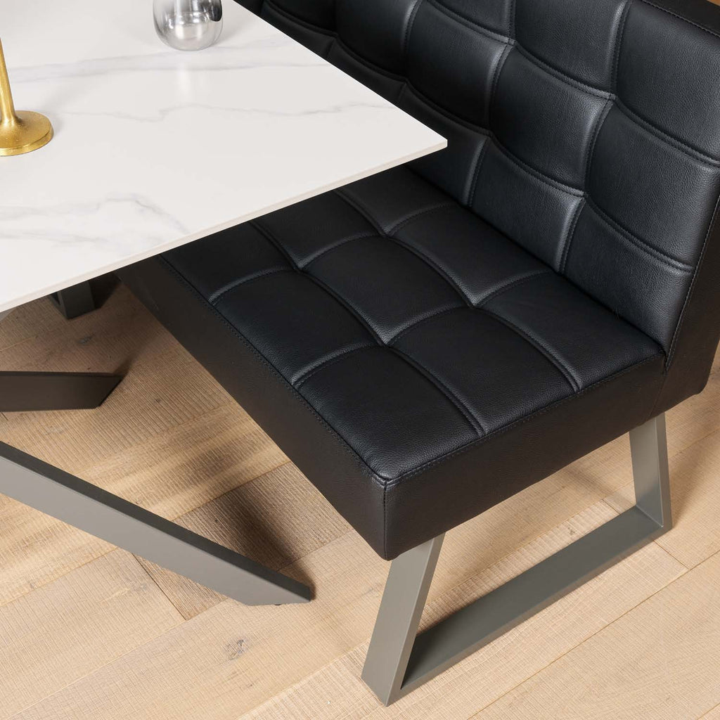 Saturn 135cm Dining Table White & Rubix Corner Bench With Low Bench in Black