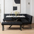 Saturn 135cm Dining Table White & Rubix Corner Bench With Low Bench in Black
