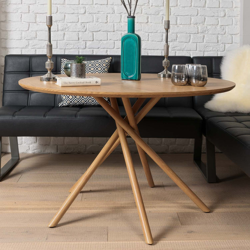 Saturn 120cm Round Dining Table & Rubix Corner Bench in Black