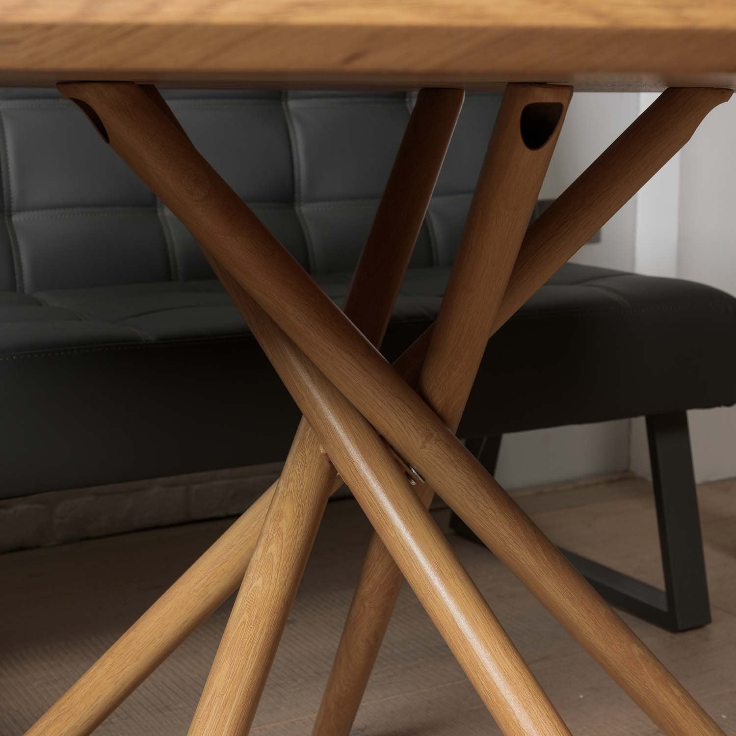 Saturn 120cm Round Dining Table & Rubix Corner Bench With Low Bench in Grey