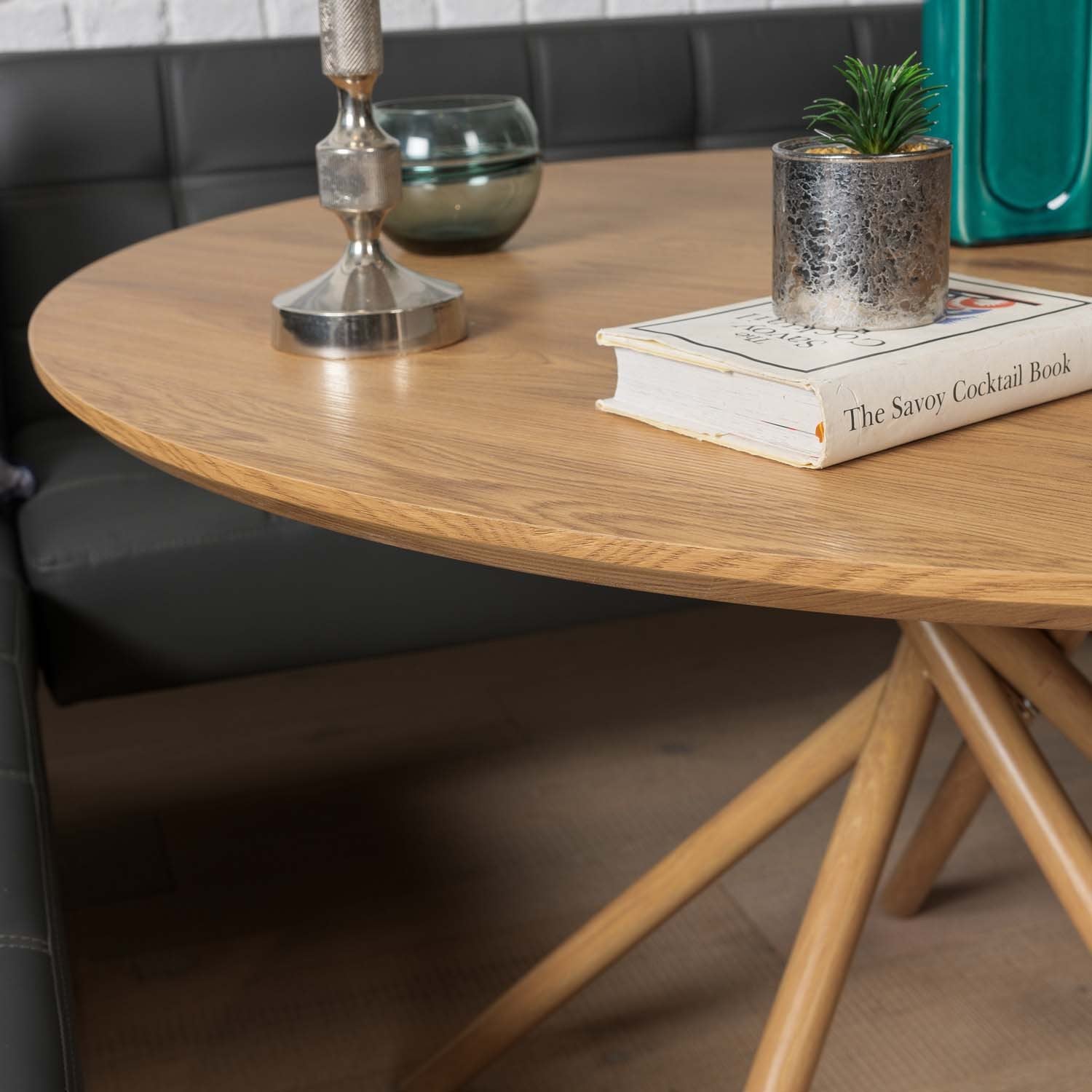 Saturn 120cm Round Dining Table & Rubix Corner Bench With Low Bench in Grey