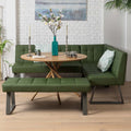 Saturn 120cm Round Dining Table & Rubix Corner Bench With Low Bench in Olive Green