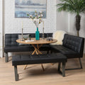 Saturn 120cm Round Dining Table & Rubix Corner Bench With Low Bench in Black