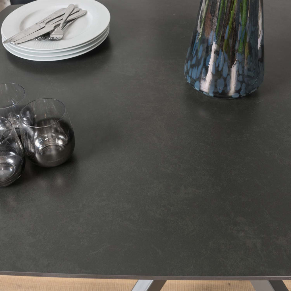 Saturn 130-190cm Motion Table Dark Grey & Rubix Corner Bench in Black