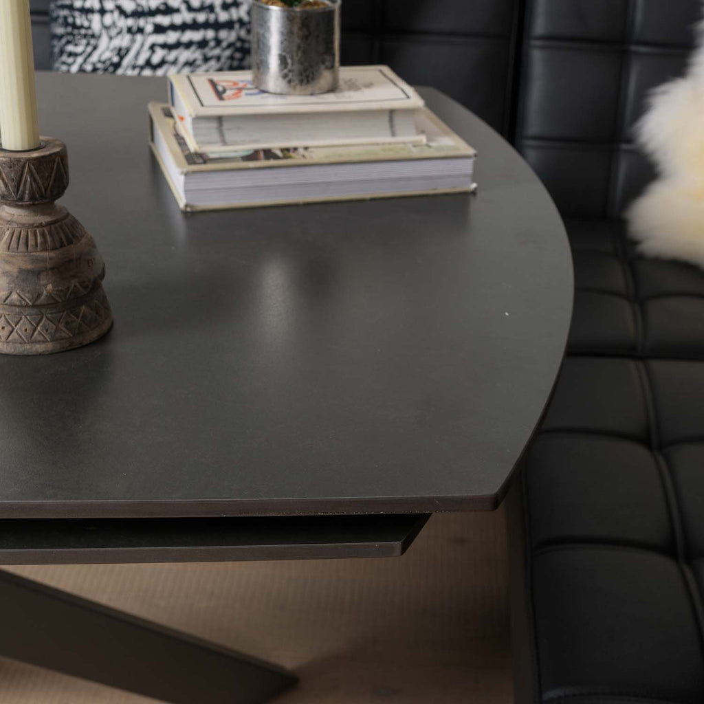 Saturn 130-190cm Motion Table Dark Grey & Rubix Corner Bench in Black