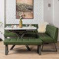 Saturn 130-190cm Motion Table White & Rubix Corner Bench With Low Bench in Olive Green