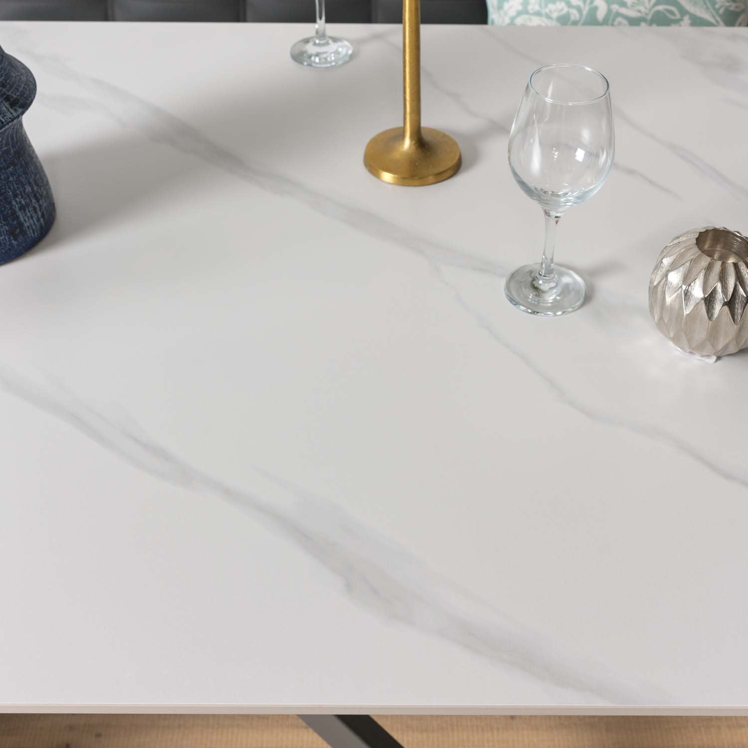 Saturn 150cm Dining Table White & Rubix Corner Bench in Grey