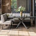 Saturn 130-190cm Motion Table Dark Grey & Sonoma Corner Bench in Putty