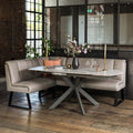 Saturn 130-190cm Motion Table White & Sonoma Corner Bench in Putty