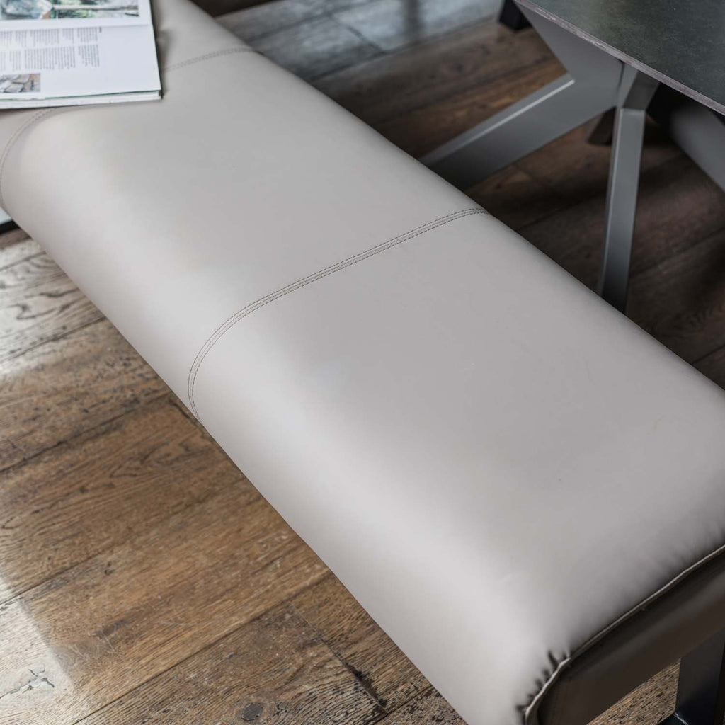 Saturn 130-190cm Motion Table Dark Grey & Sonoma Corner Bench & Low 160cm Bench in Putty