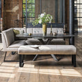 Saturn 130-190cm Motion Table Dark Grey & Sonoma Corner Bench & Low 160cm Bench in Putty