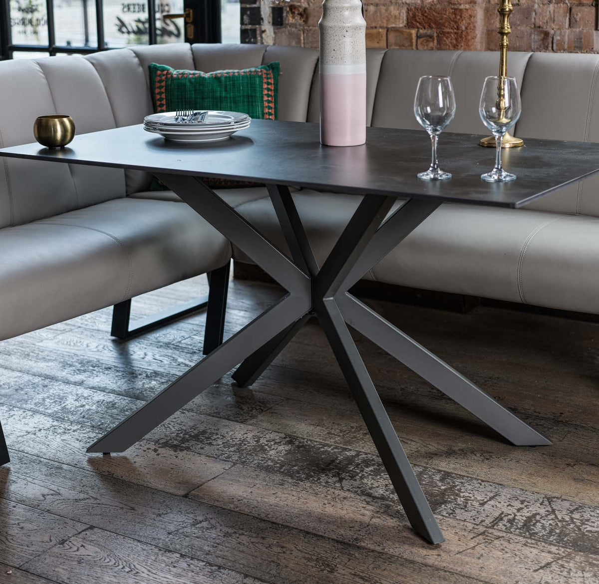 Saturn 135cm Dining Table Dark Grey & Sonoma Corner Bench in Putty
