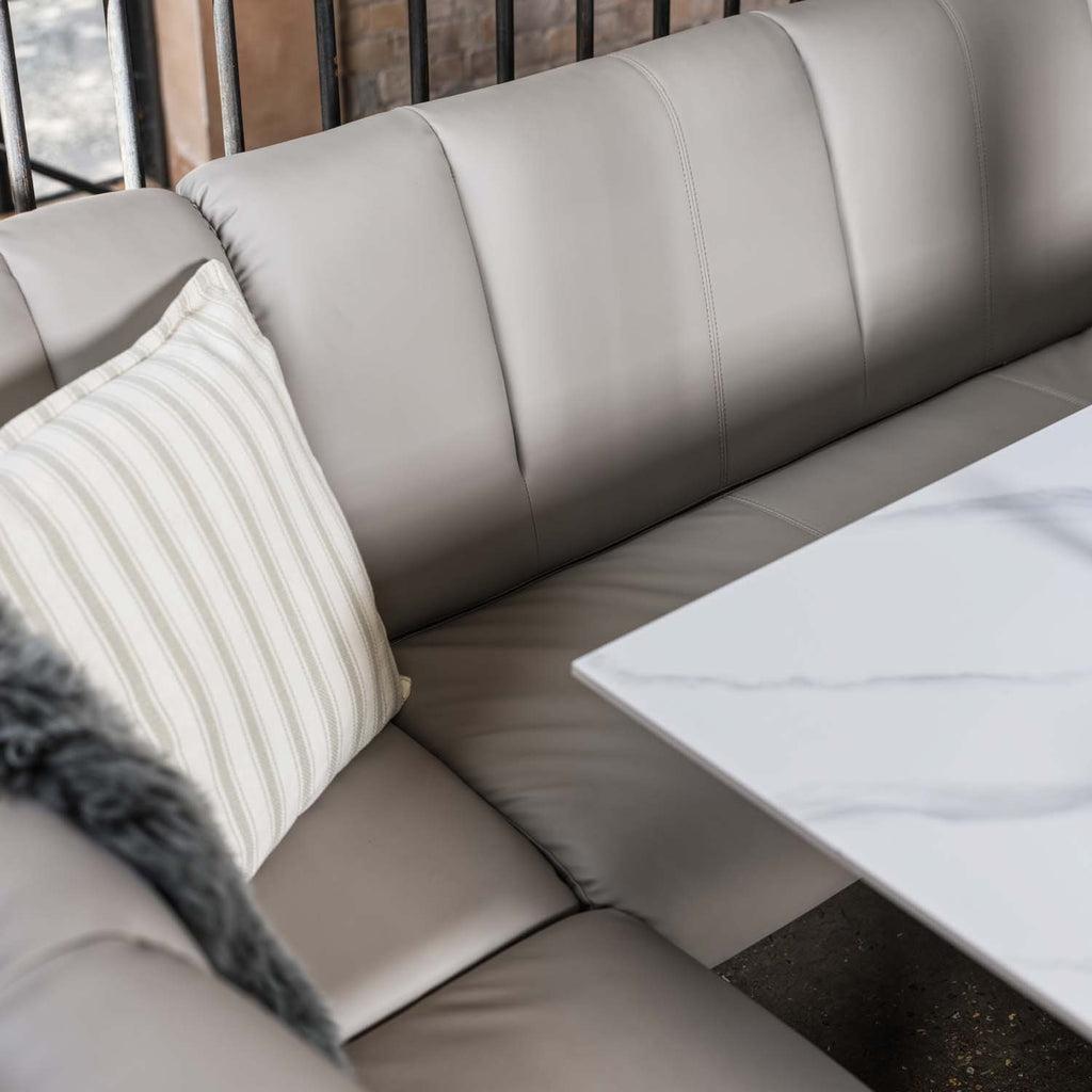Saturn 135cm Dining Table White & Sonoma Corner Bench in Putty
