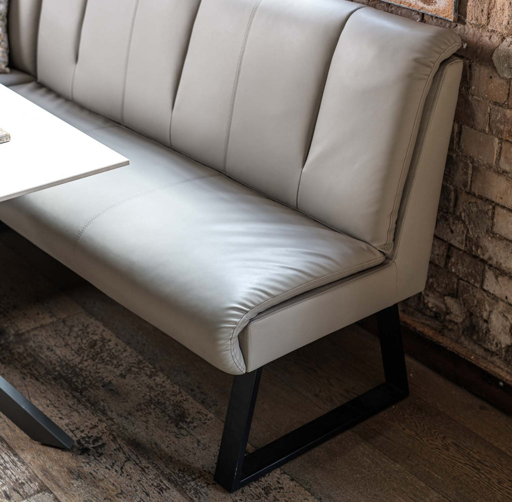 Saturn 135cm Dining Table White & Sonoma Corner with Low Bench 140cm in Putty