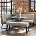 Saturn 135cm Dining Table Dark Grey & Sonoma Corner with Low Bench 140cm in Putty