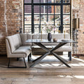 Saturn 150cm Dining Table White & Sonoma Corner Bench in Putty