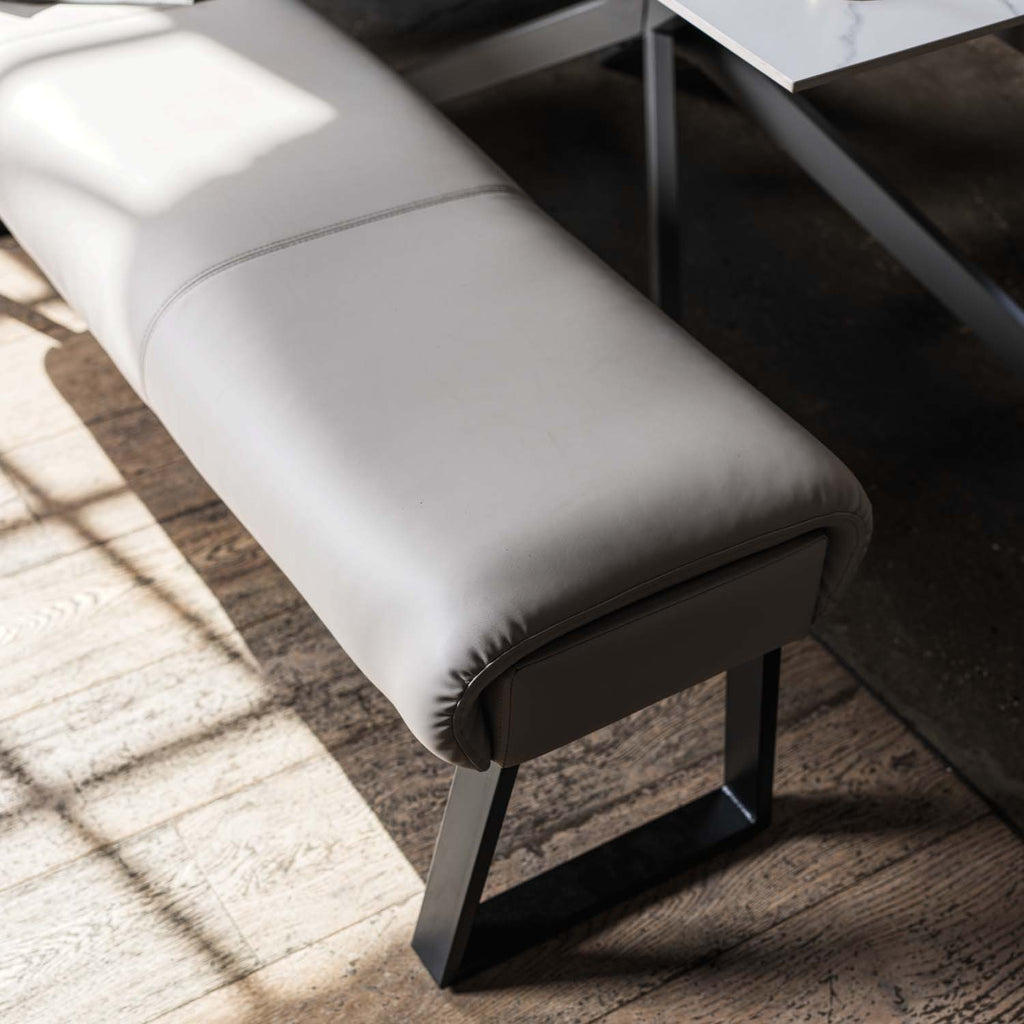 Saturn 150cm Dining Table White & Sonoma Corner with Low Bench 160cm in Putty