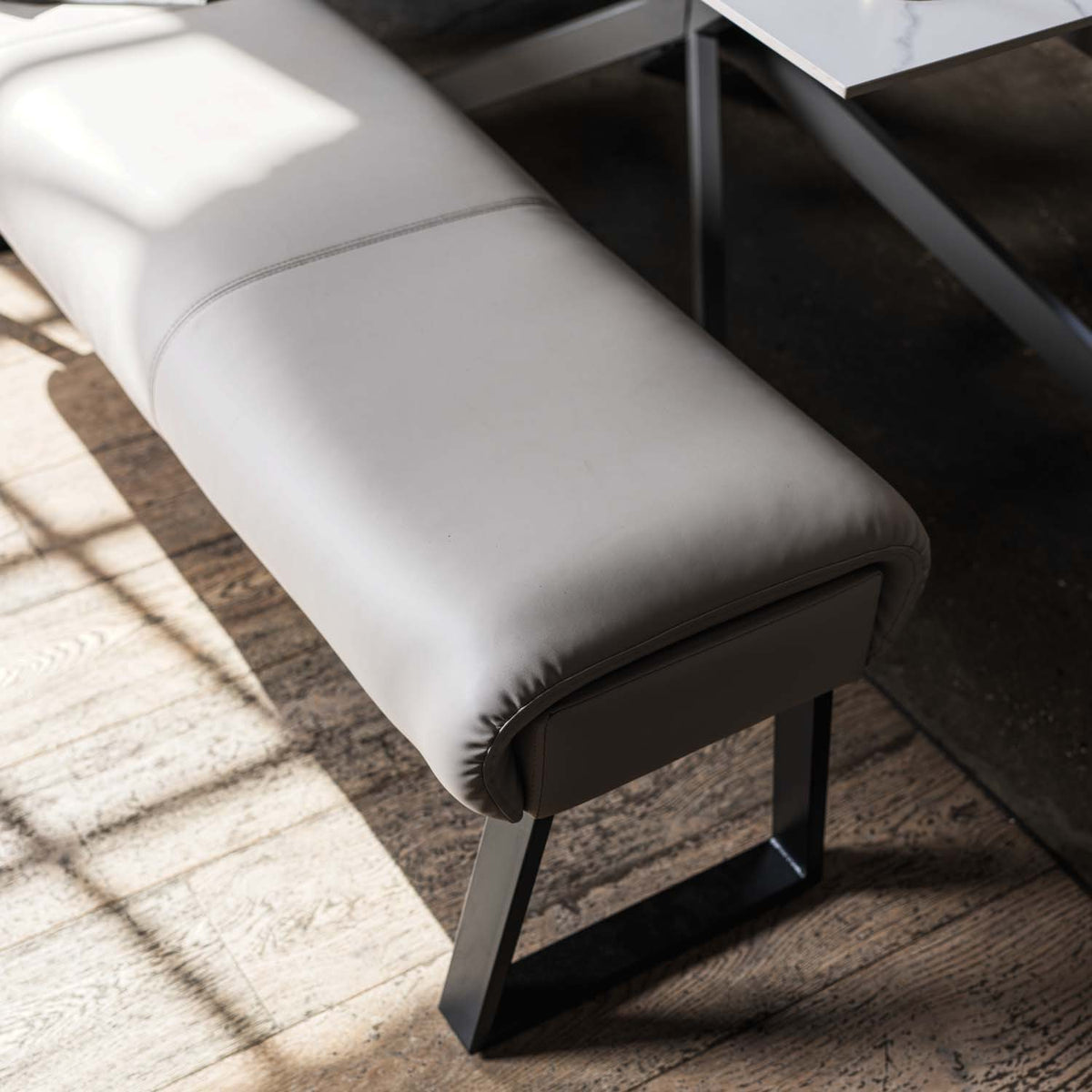 Saturn 150cm Dining Table White & Sonoma Corner with Low Bench 160cm in Putty