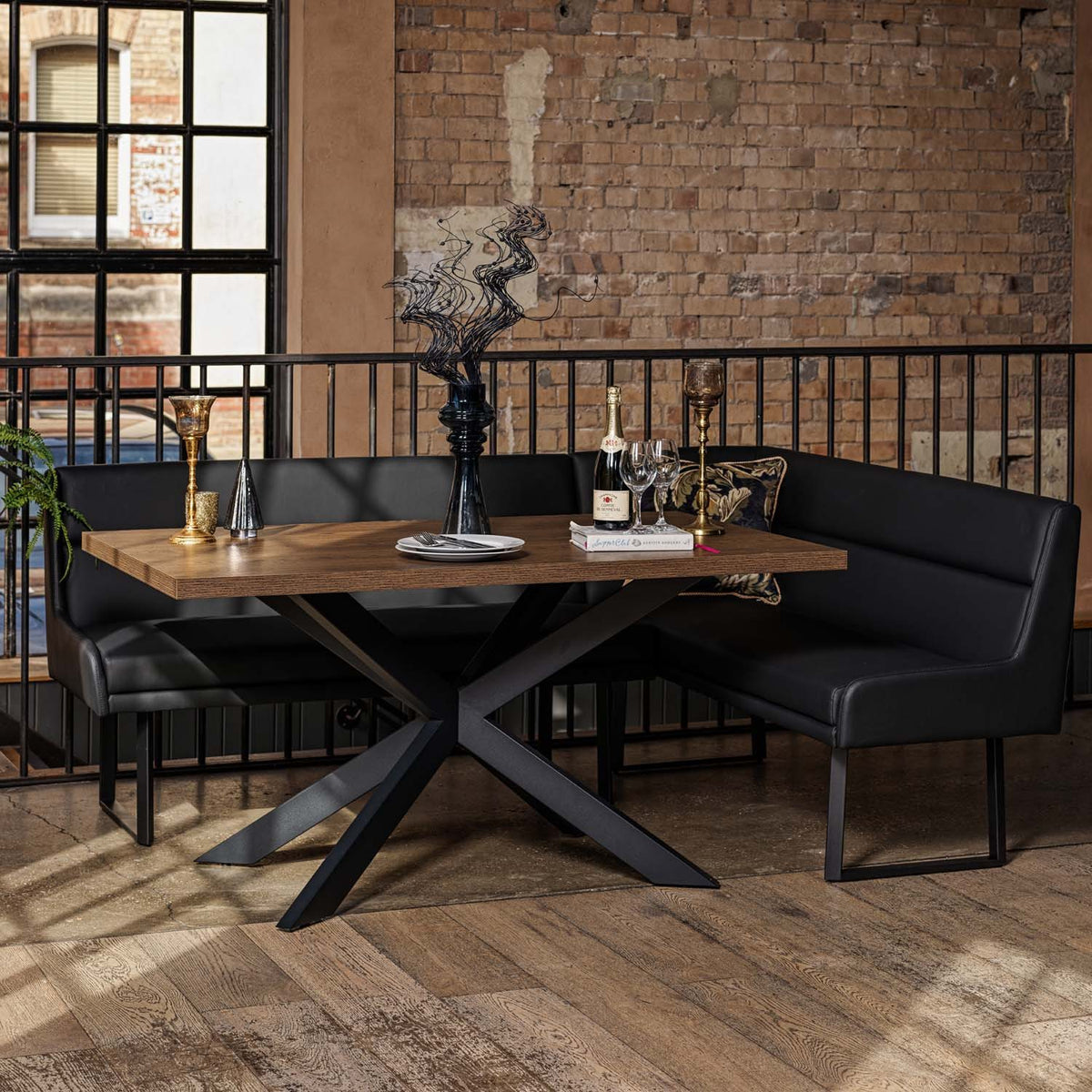 Jupiter Dining Set Dark Oak With Left Hand Corner Bench in Black – view 2 of 6