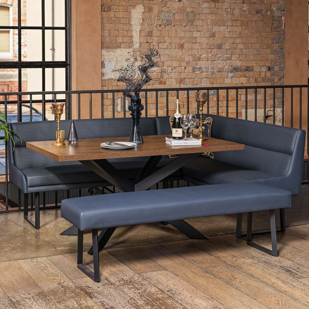Jupiter Dining Set Dark Oak With Left Hand Corner Bench and Low Bench in Blue – view 2 of 7