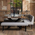 Jupiter Dining Set - Dark Oak - With LHF Corner Bench & Low Bench in Light Grey