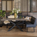Jupiter Dining Set - Faux Concrete - With LHF Corner Bench in Blue