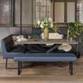 Jupiter Dining Set - Faux Concrete - With RHF Corner Bench & Low Bench in Blue