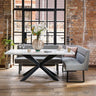 Jupiter Dining Set - Marble Effect - With LHF Corner Bench in Light Grey