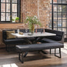 Jupiter Dining Set - Marble Effect - With LHF Corner Bench & Low Bench in Black
