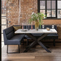 Jupiter Dining Set - Marble Effect - With RHF Corner Bench in Blue