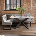 Jupiter Dining Set - Marble Effect - With RHF Corner Bench in Light Grey