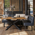 Jupiter Dining Set - Smoked Oak - With LHF Corner Bench in Blue