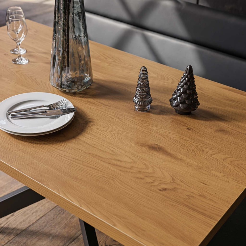 Jupiter Dining Set - Smoked Oak - With LHF Corner Bench in Black