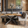 Jupiter Dining Set - Smoked Oak - With LHF Corner Bench in Light Grey