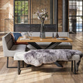 Jupiter Dining Set - Smoked Oak - With RHF Corner Bench & Low Bench in Light Grey