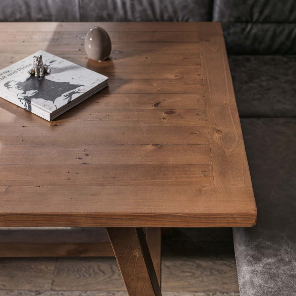 Brisbane 180cm Dining Table & Industrial Corner Bench with Low Bench in Grey