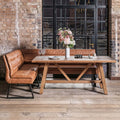 Brisbane 180cm Dining Table & Industrial Corner Bench in Tan