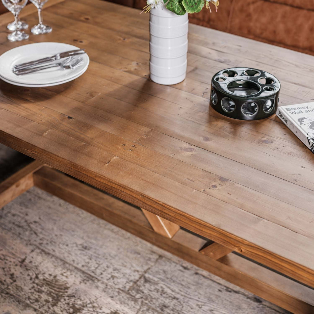 Brisbane 180cm Dining Table & Industrial Corner Bench in Tan