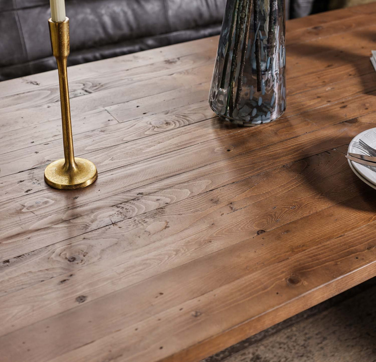 Brisbane 200cm Dining Table & Industrial Corner Bench with Low Bench in Grey