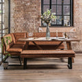 Brisbane 200cm Dining Table & Industrial Corner Bench with Low Bench in Tan