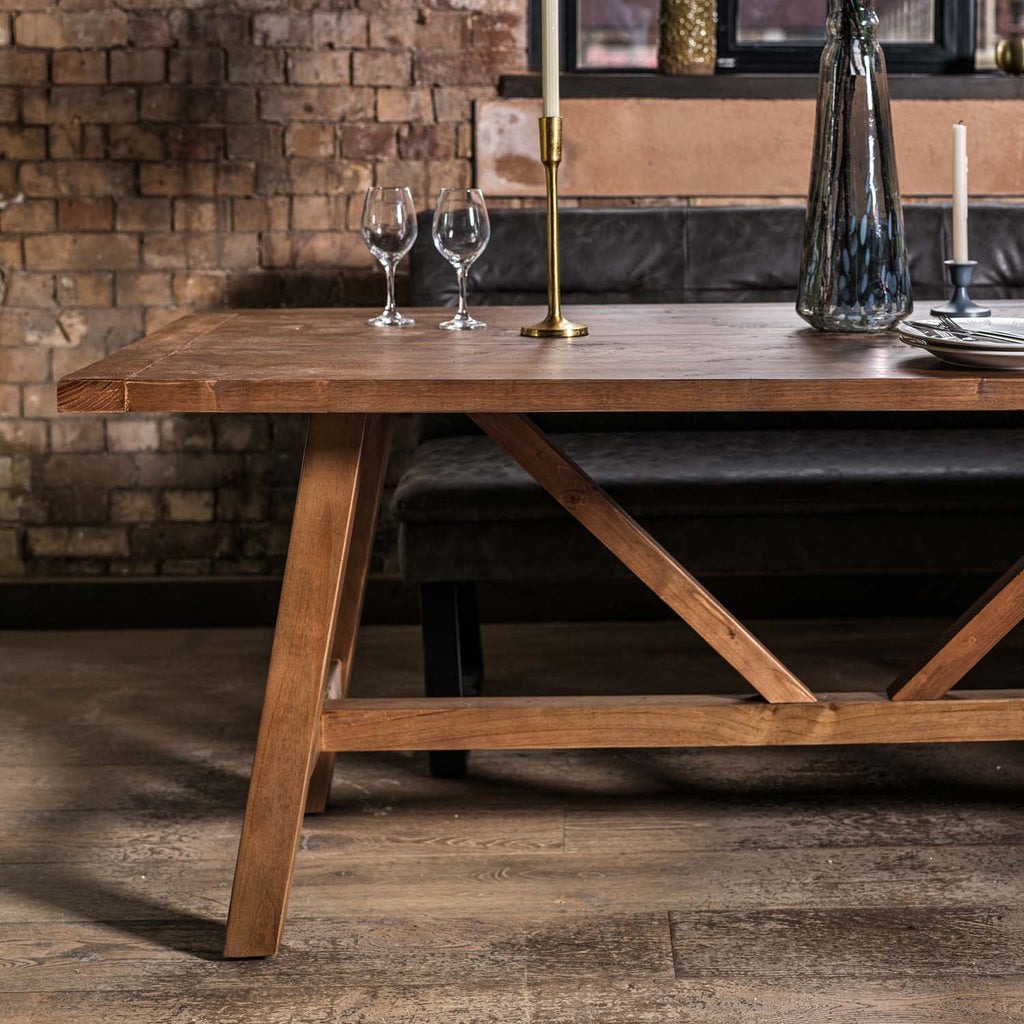 Brisbane 200cm Dining Table & Industrial Corner Bench in Grey