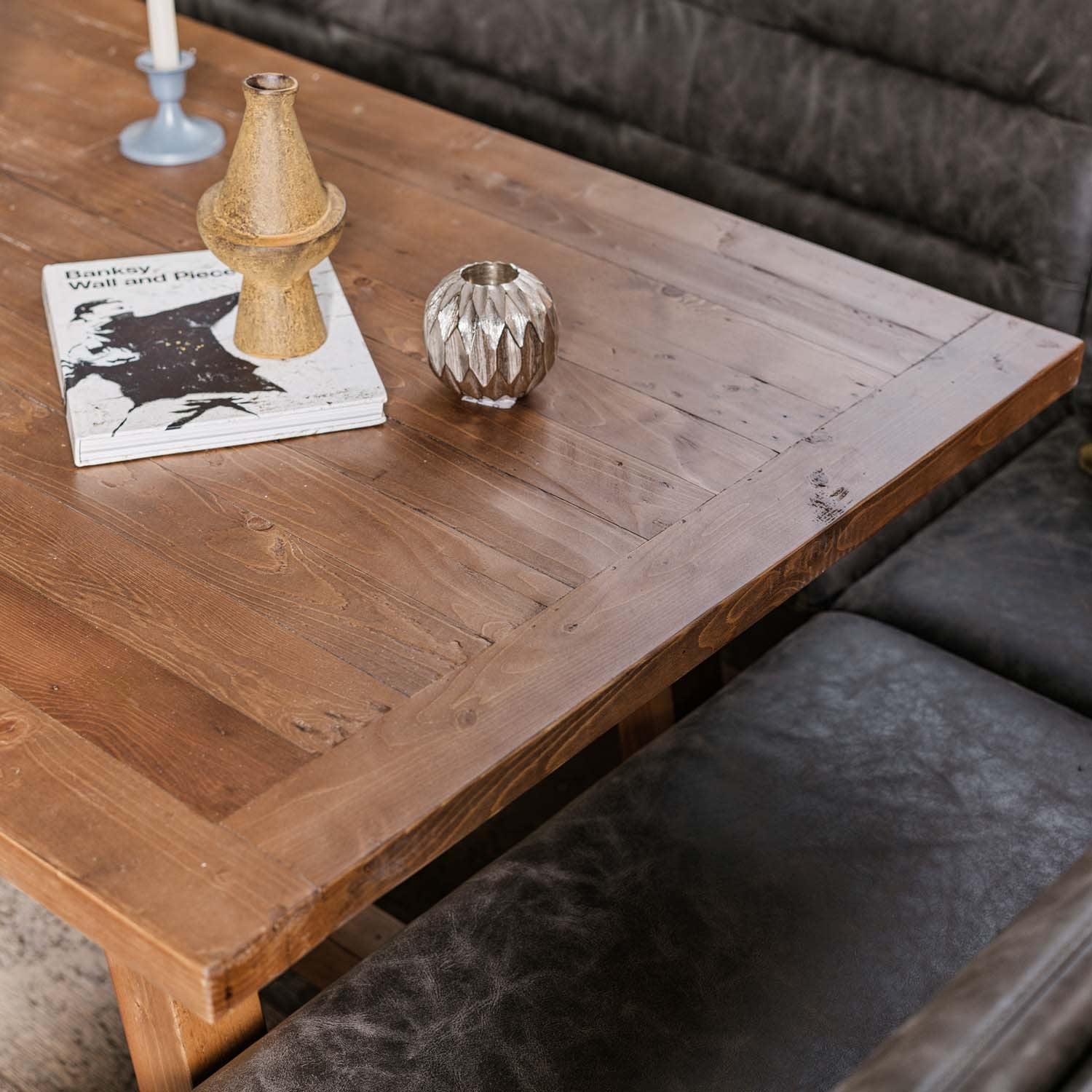 Brisbane 200cm Dining Table & Industrial Corner Bench in Grey